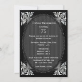 Invitation Soixante-quinzième anniversaire noir et argenté (Dos)