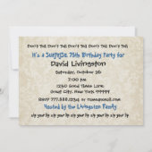 Invitation soixante-quinzième Fête d'anniversaire bleue et de (Dos)