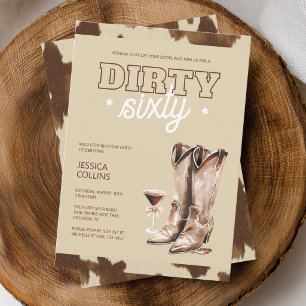 Invitation Soixante sale Fête d'anniversaire rustique western