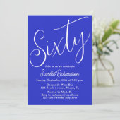 Invitation Soixante Script moderne Royal Blue 60e fête d'anni (Debout devant)