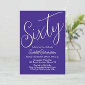 Invitation Soixante Script moderne violet 60e anniversaire (Debout devant)