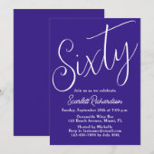 Invitation Soixante Script moderne violet 60e anniversaire (Devant / Derrière)