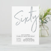 Invitation Soixante | Soirée moderne Silver Brush 60th Birthd (Debout devant)