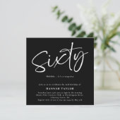 Invitation Soixante Stylish Simple Noir Blanc 60e Anniversair (Debout devant)