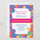 Invitation Soixante super Thème Flower Power Anniversaire (Devant)