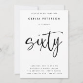 Invitation Soixante | Typographie moderne du B&W 60e annivers (Devant)