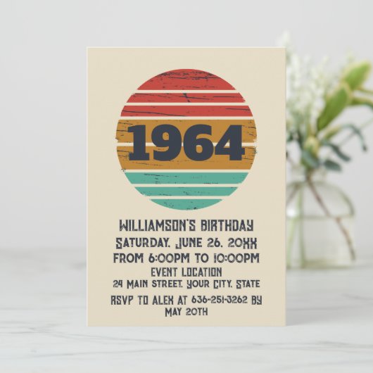 Invitation Soixante vintage 60e anniversaire (Debout devant)