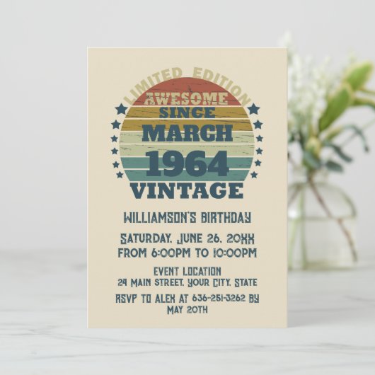 Invitation Soixante vintage 60e anniversaire (Debout devant)