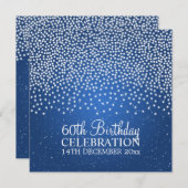 Invitation Soixantième anniversaire élégant Simple Sparkle Bl (Devant / Derrière)