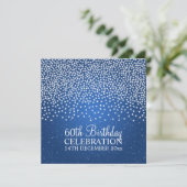 Invitation Soixantième anniversaire élégant Simple Sparkle Bl (Debout devant)