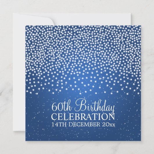 Invitation Soixantième anniversaire élégant Simple Sparkle Bl (Devant)