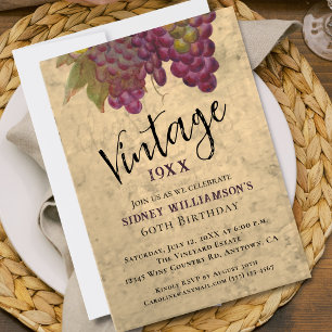 Invitation Soixantième anniversaire vintage, thème élégant du
