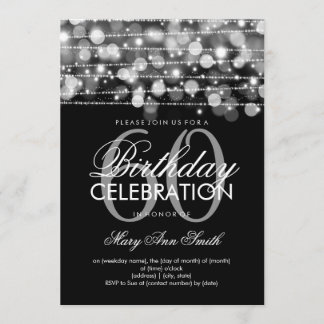 Invitation Soixantième argent élégant d'étincelles de fête