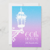 Invitation soixantième Bleu vintage et pourpre de lampe (Devant)