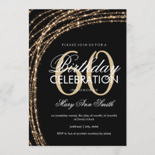 Invitation soixantième Lumières de scintillement de ficelle