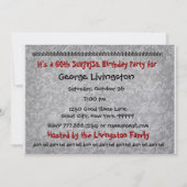 Invitation soixantième Métallique noir rouge d'argent (Dos)