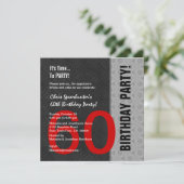 Invitation soixantième Noir argenté rouge moderne C946 (Debout devant)