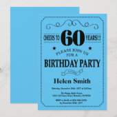 Invitation soixantième Noir et bleu d'invitation (Devant / Derrière)
