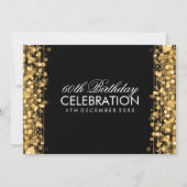 Invitation soixantième Or d'étincelles de fête d'anniversaire (Dos)