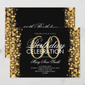 Invitation soixantième Or d'étincelles de fête d'anniversaire (Devant / Derrière)
