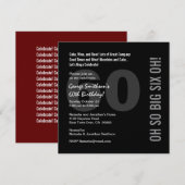 Invitation soixantième Rouge blanc SIX OH Ver 02 de noir (Devant / Derrière)