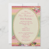 Invitation soixantième Tour Eiffel et lustre roses (Dos)