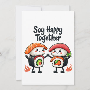 Invitation Soja heureux ensemble Sushi Kawaii Japonais Nourri