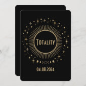 Invitation Solaire Eclipse 2 étoiles Celestiques Black & Gold (Devant / Derrière)