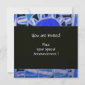 Invitation SOLAR CHAMPAGNE MONOGRAM, bleu turquoise noir (Dos)