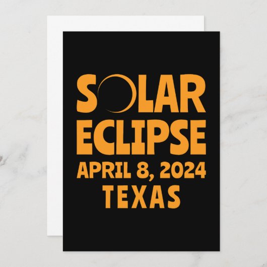 Invitation Solar Eclipse 2024 Texas (Devant / Derrière)