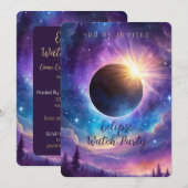Invitation Solar Eclipse & Celestial Stars Cosmic Sky Custom (Devant / Derrière)