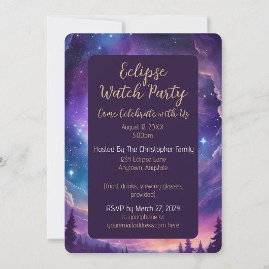 Invitation Solar Eclipse & Celestial Stars Cosmic Sky Custom (Dos)