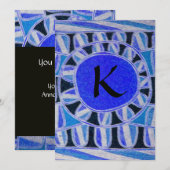 Invitation SOLAR GOLD MONOGRAM,bleu turquoise noir brillant (Devant / Derrière)