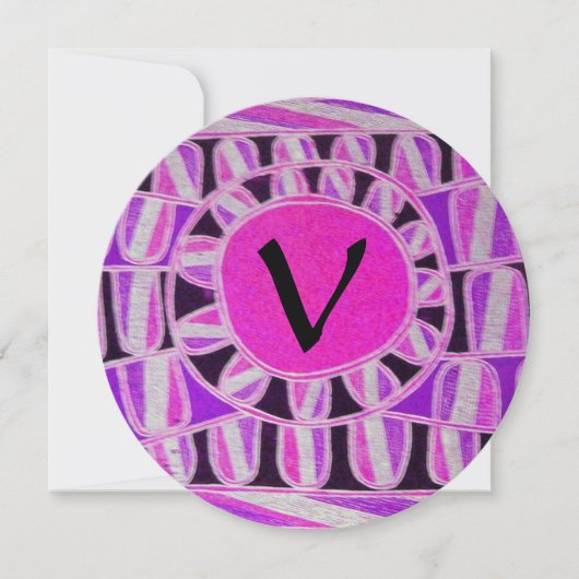Invitation SOLAR GOLD MONOGRAM,rose fuchsia noir brillant (Devant)
