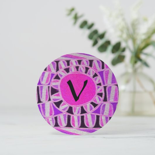 Invitation SOLAR GOLD MONOGRAM,rose fuchsia noir vif (Debout devant)