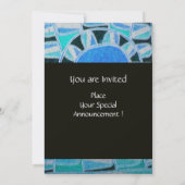 Invitation SOLAR MONOGRAM,bleu turquoise noir blanc vif (Dos)