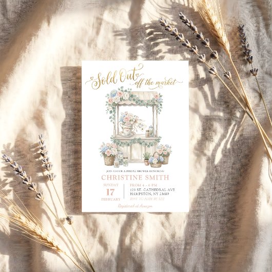 Invitation Sold Out flower Farmer Market Bridal Shower