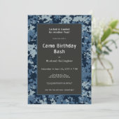 Invitation Soldat militaire Camouflage bleu Anniversaire (Debout devant)