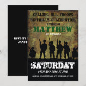 Invitation Soldats de camouflage rustique de l'armée Enfants (Devant / Derrière)