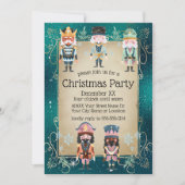 Invitation Soldats du Jouet Noisette de Noël sur Vert brillan (Devant)