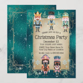 Invitation Soldats du Jouet Noisette de Noël sur Vert brillan (Devant / Derrière)