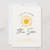 Invitation soleil 1er anniversaire aquarelle soleil jaune mod (Devant)