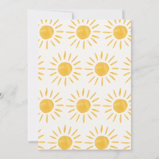 Invitation soleil 1er anniversaire aquarelle soleil jaune mod (Dos)