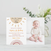 Invitation Soleil 1er anniversaire Notre petite photo soleil (Debout devant)
