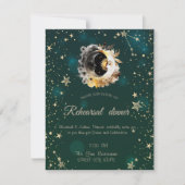 Invitation Soleil Céleste Et Fleurs Lune Étoiles Vert (Devant)