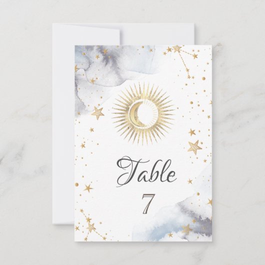 Invitation Soleil céleste, Lune, Étoiles (Dos)