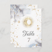 Invitation Soleil céleste, Lune, Étoiles (Devant / Derrière)