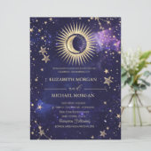 Invitation Soleil céleste, Lune, Étoiles Aquarelle Purge (Debout devant)