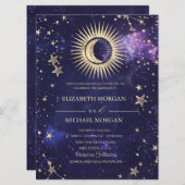 Invitation Soleil céleste, Lune, Étoiles Aquarelle Purge (Devant / Derrière)