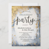 Invitation Soleil céleste, Lune, Étoiles Fiançailles aquarell (Devant)